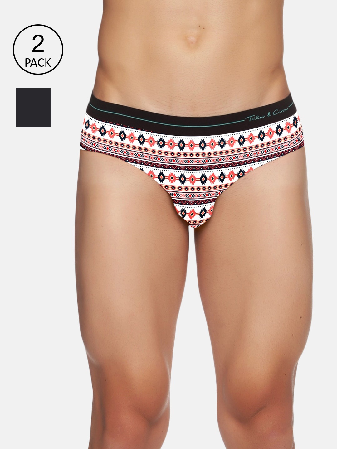 

Tailor & Circus Men Pack Of 2 Black & White Basic Briefs
