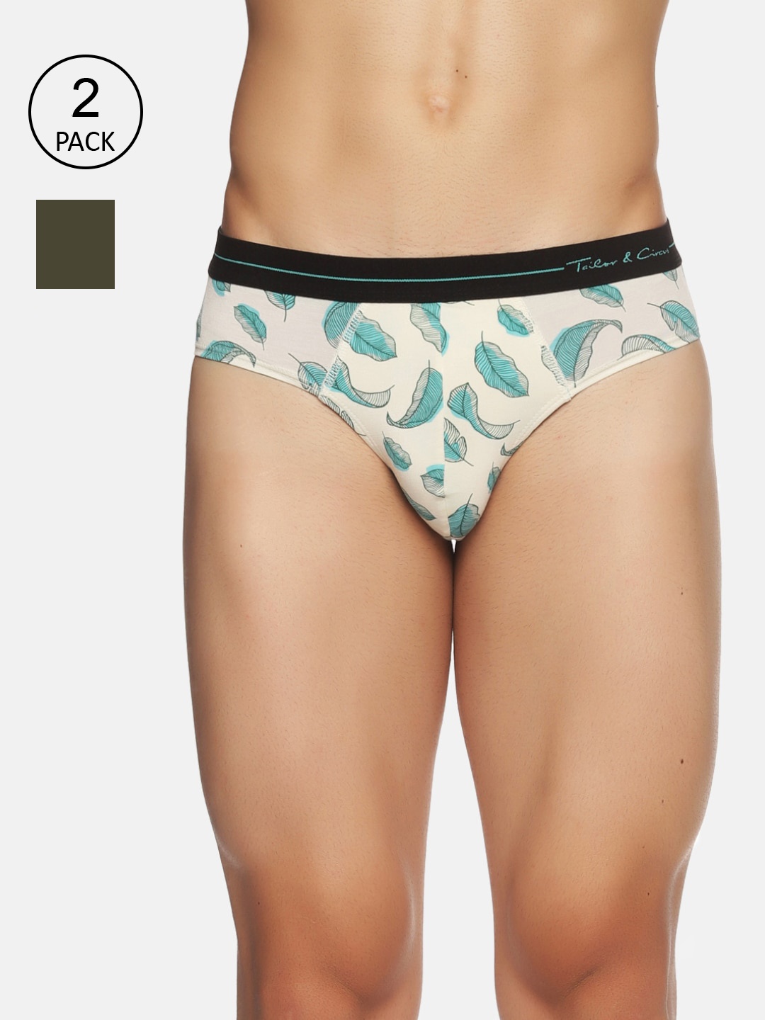 

Tailor & Circus Men Pack Of 2 White & Green Anti Bacterial Basic Briefs