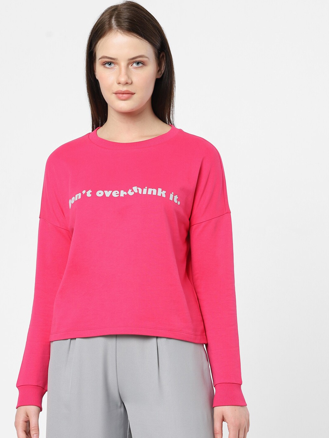 

Vero Moda Women Pink Typography Printed Sweatshirt