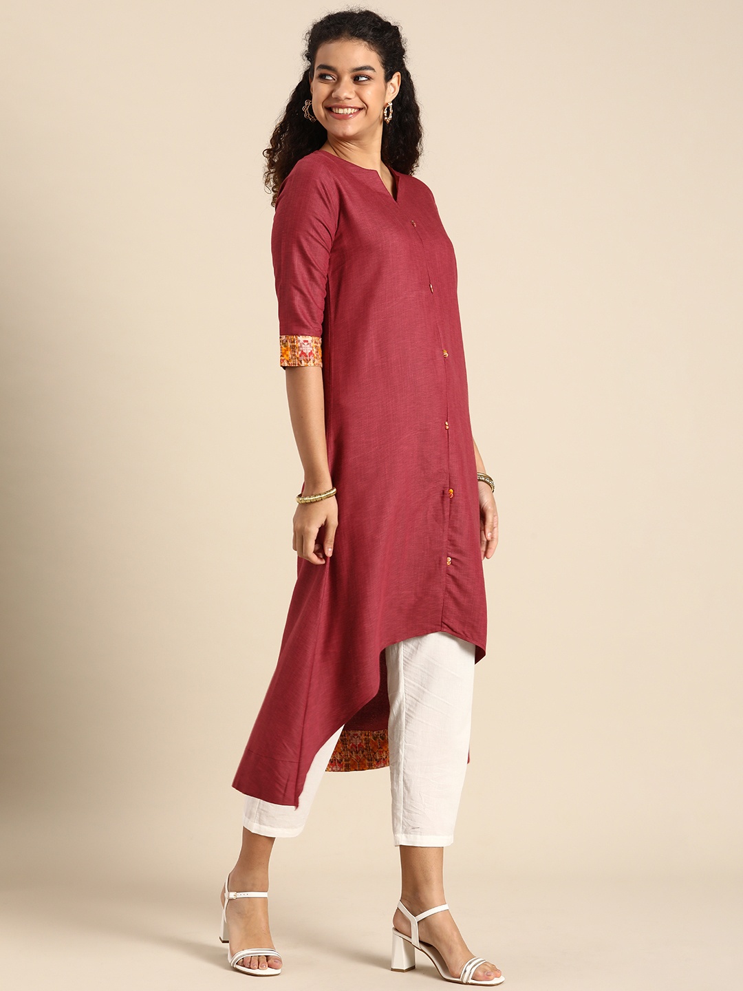 

Sangria Women Maroon Solid A-Line Kurta