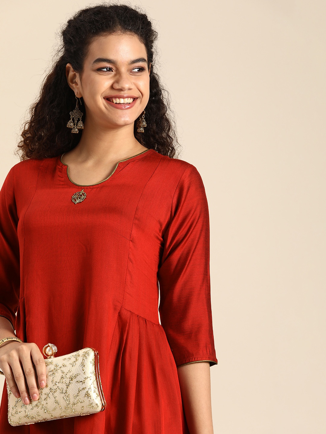 

Sangria Women Red A-Line Kurta