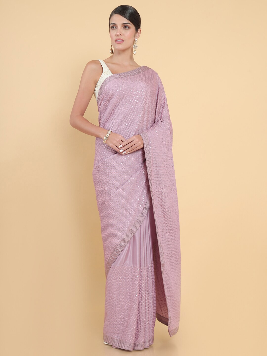 

Soch Purple Embellished Beads and Stones Silk Blend Saree