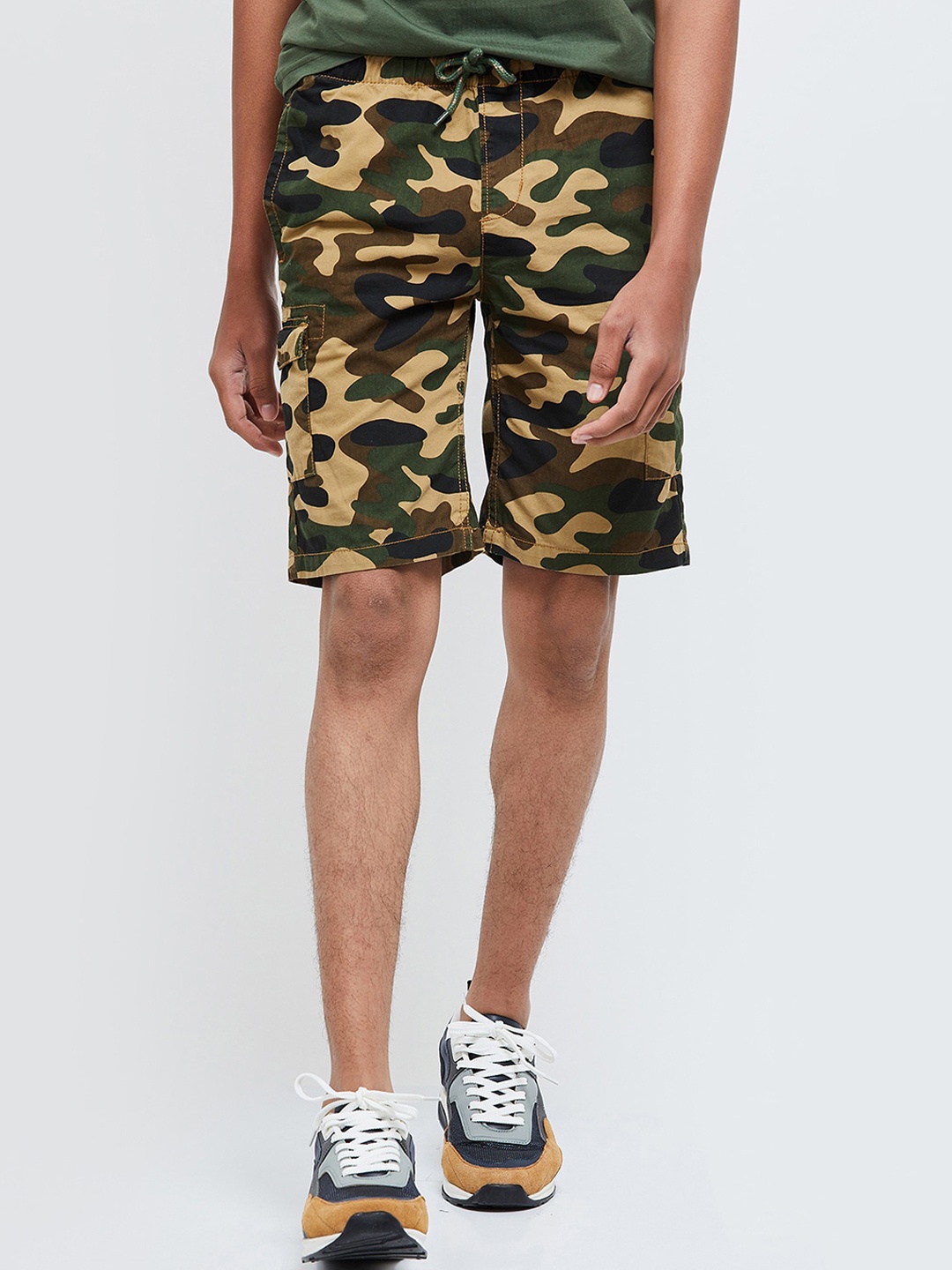 

max Boys Green Camouflage Printed Shorts