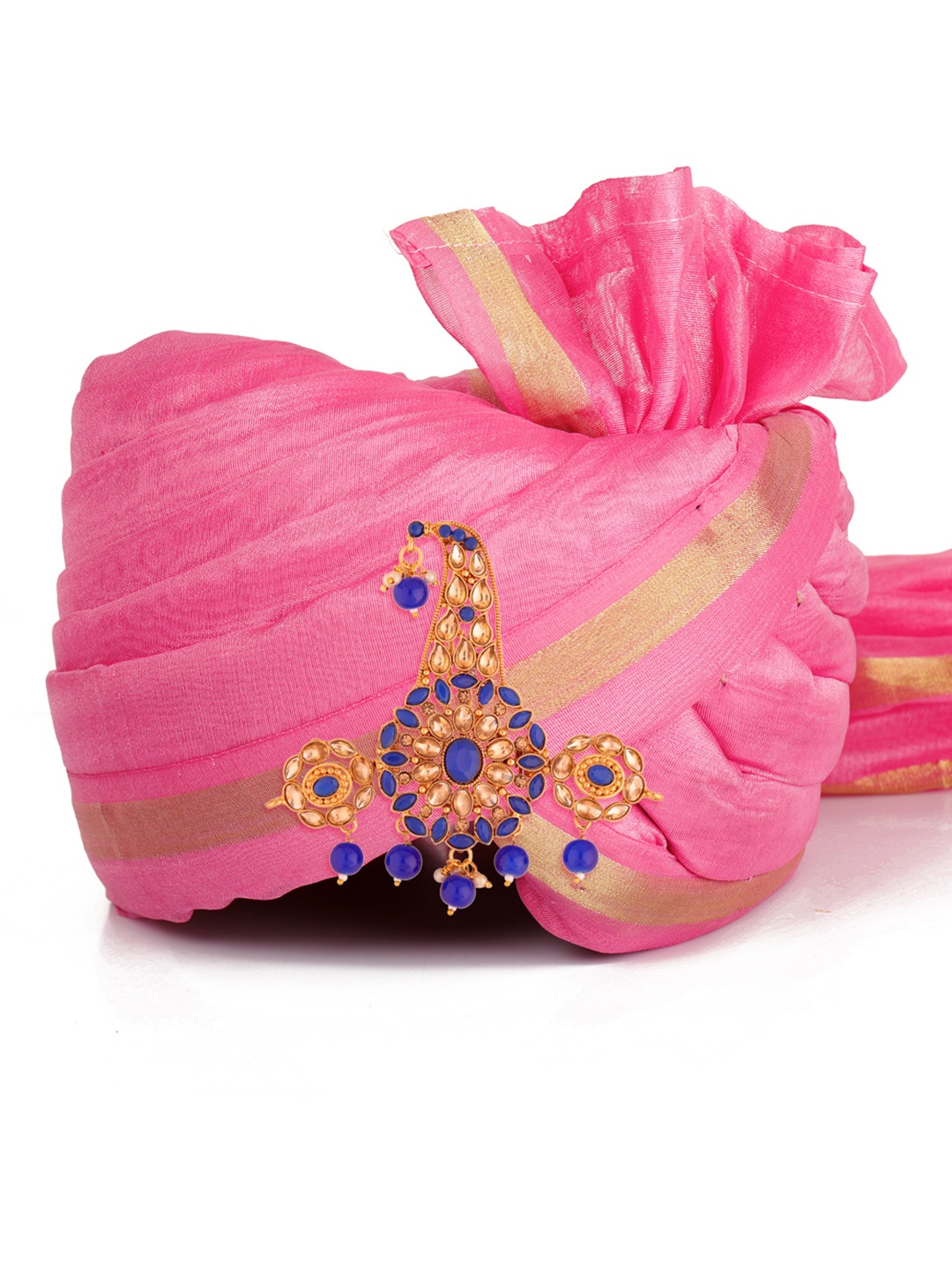 

Sanjog Men Blue Artificial Stones and Beads Maharaja Dulha Pagdi Kalangi Brooch, Navy blue