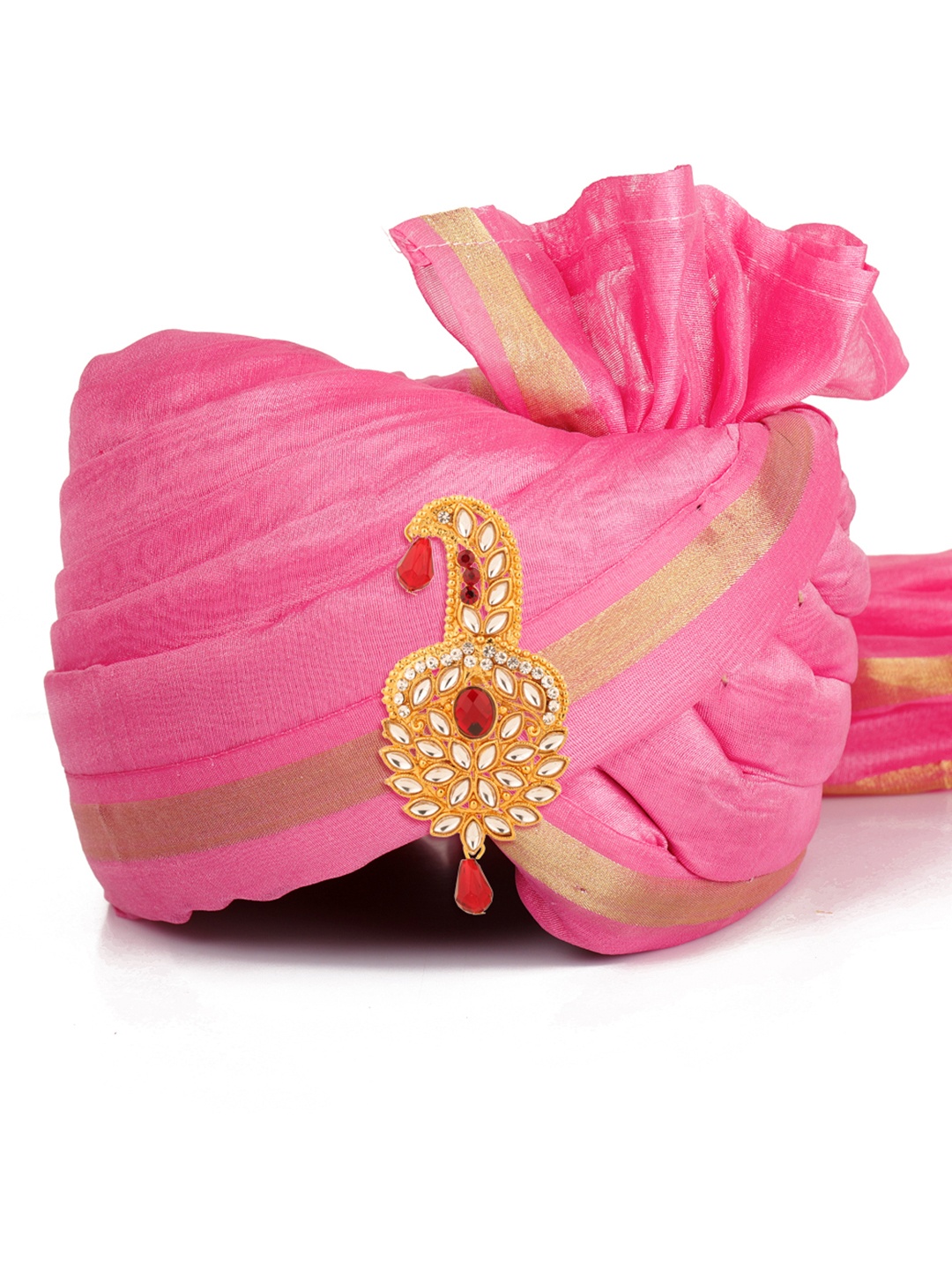 

Sanjog Red & Gold-Toned Stone Studded Maharaja Dulha Pagdi Kalangi Brooch