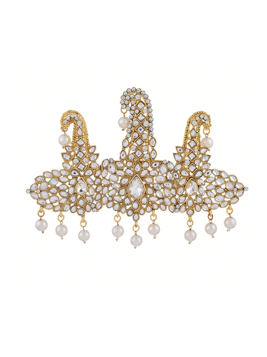 

Sanjog Men White & Gold-Toned Kalangi Brooch Maharaja Dulha Pagdi Kalangi