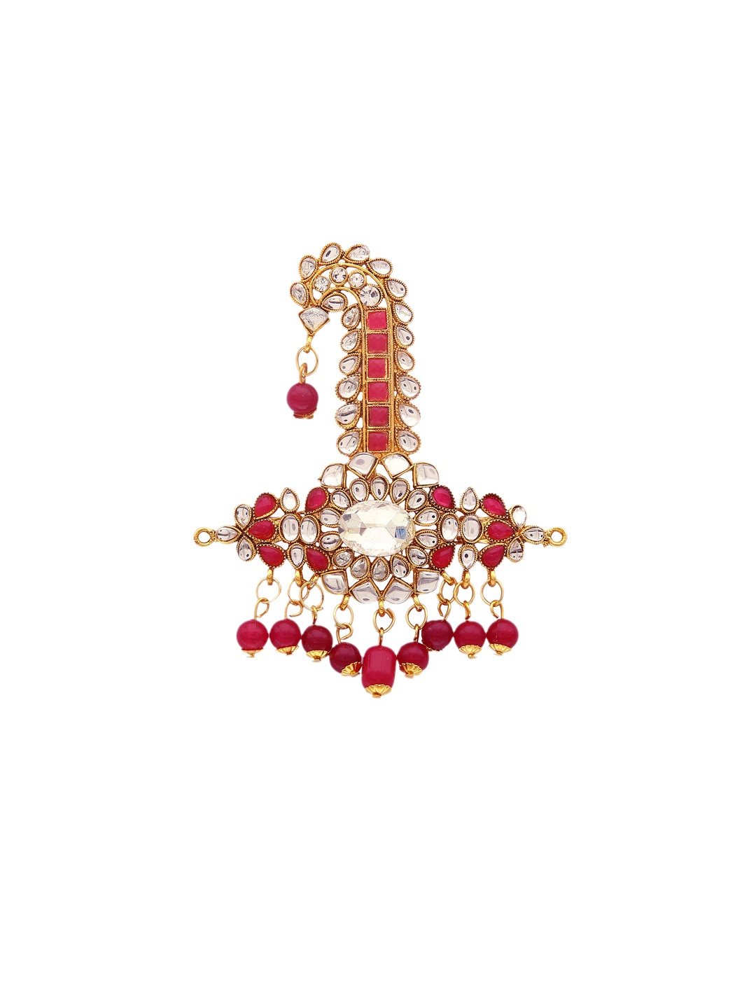 

Sanjog Men Golden & Red Studded Kalangi, Gold