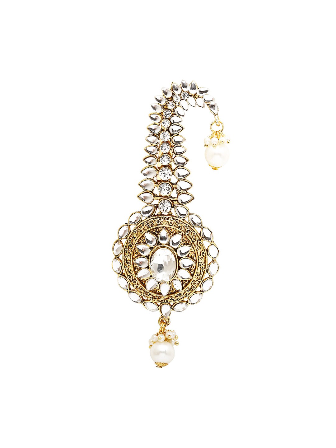 

Sanjog Men White & Gold-Toned Studded Kalangi Brooch