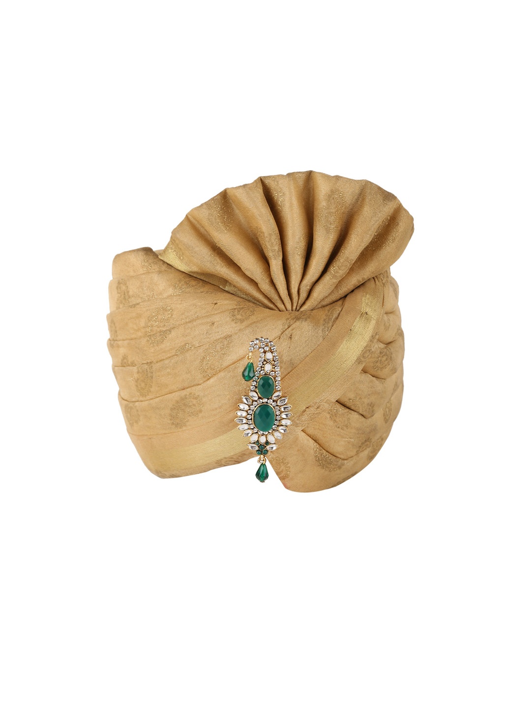 

Sanjog Men Green Artificial Stones &Beads Turban Maharaja Dulha Pagdi Kalangi Brooch