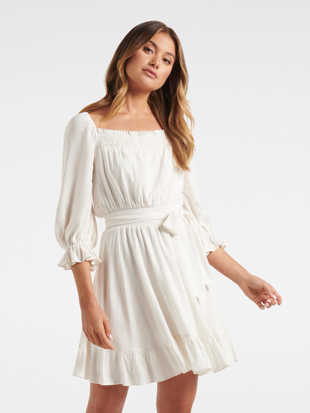 

Forever New White Square Neck Mini Dress