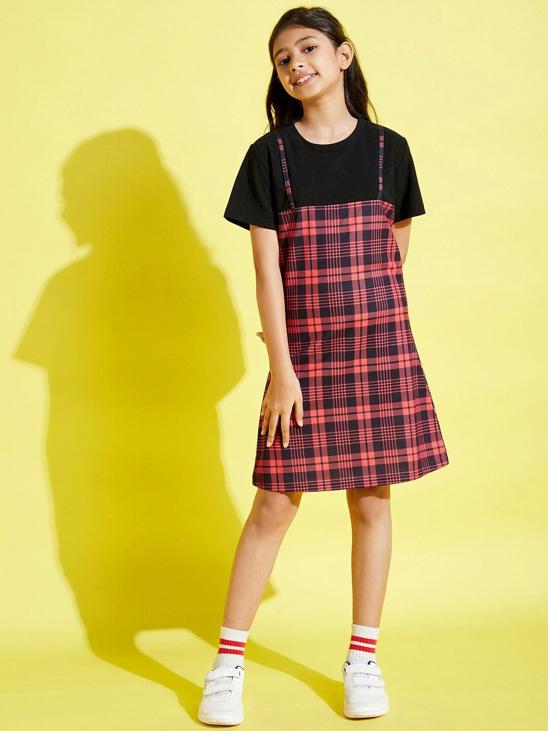 

Noh Voh - SASSAFRAS Kids Red & Black Check Print A Line Dress