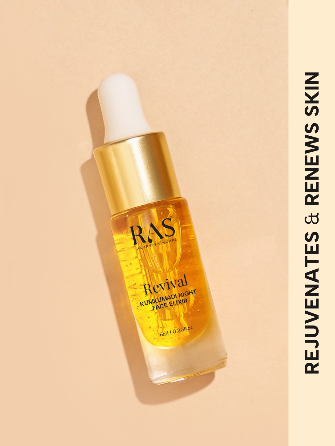 

RAS LUXURY OILS Revival Kumkumadi Night Face Elixir with Olive Squalene - 6 ml, Yellow