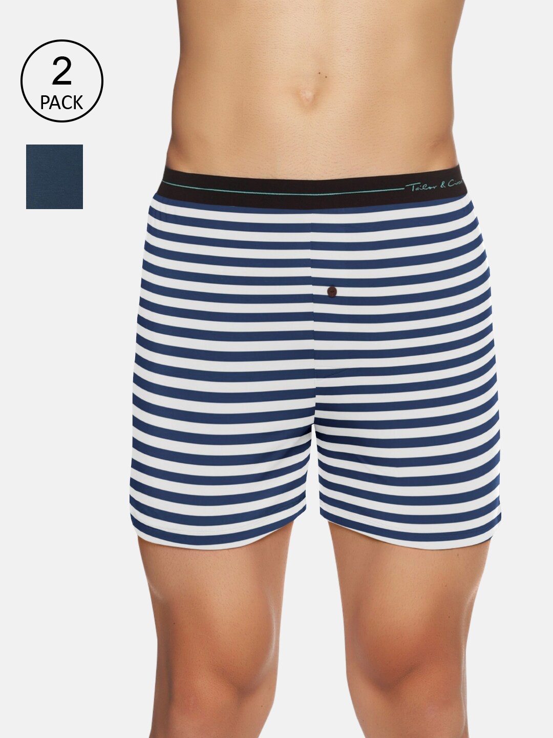 

Tailor & Circus Men Pack Of 2 Striped Boxers, White