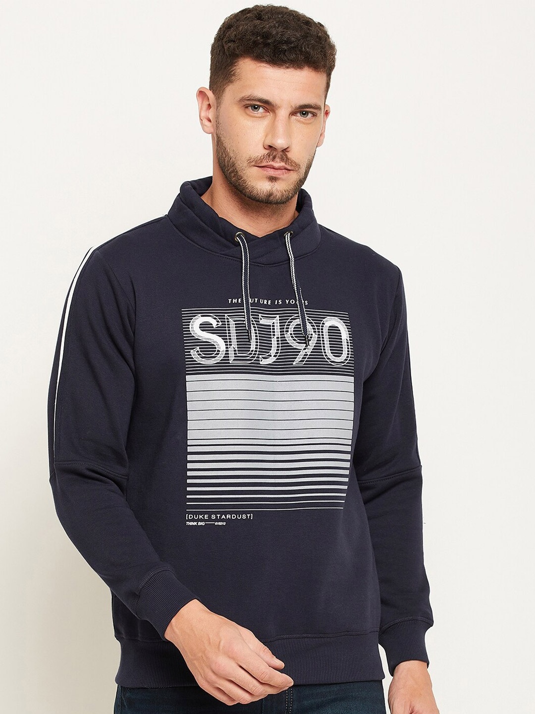 

Duke Men Blue Printed Sweatshirt