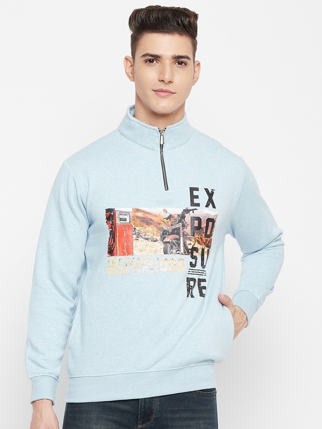 

Duke Men Blue Printed Sweatshirt