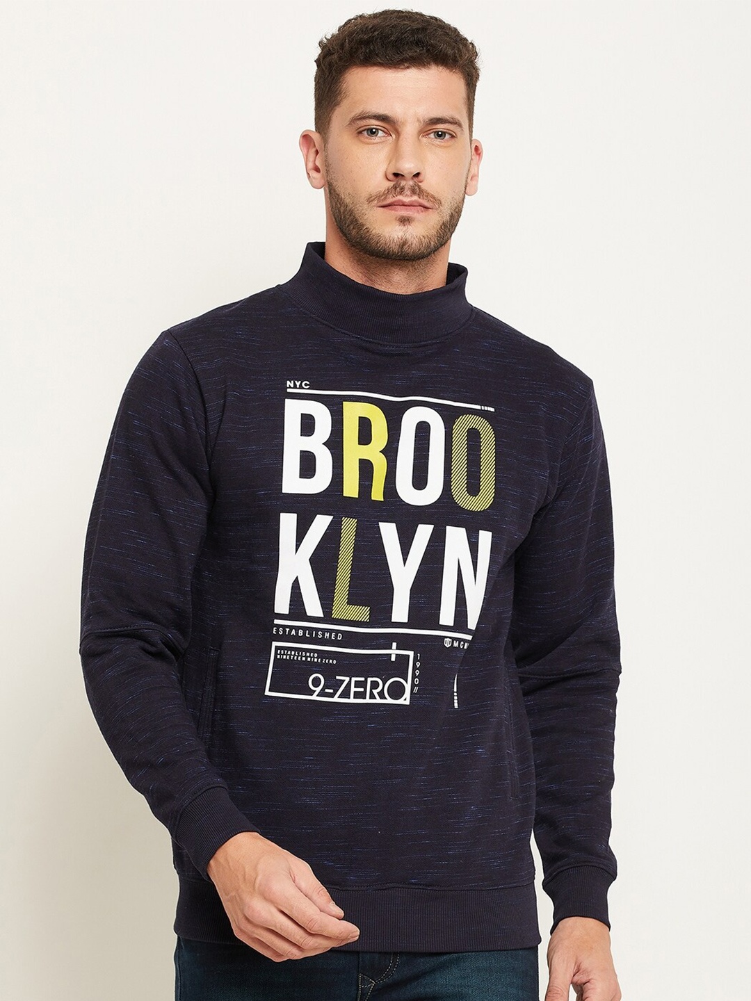 

Duke Men Navy Blue Printed Sweatshirt