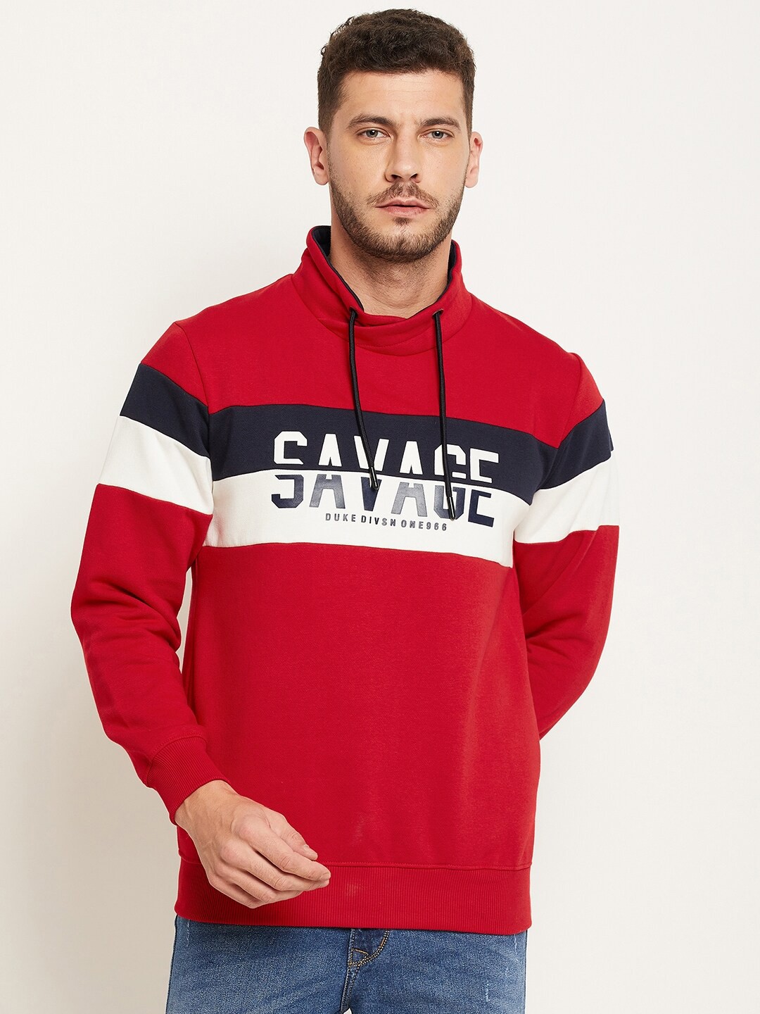 

Duke Men Red Printed Sweatshirt