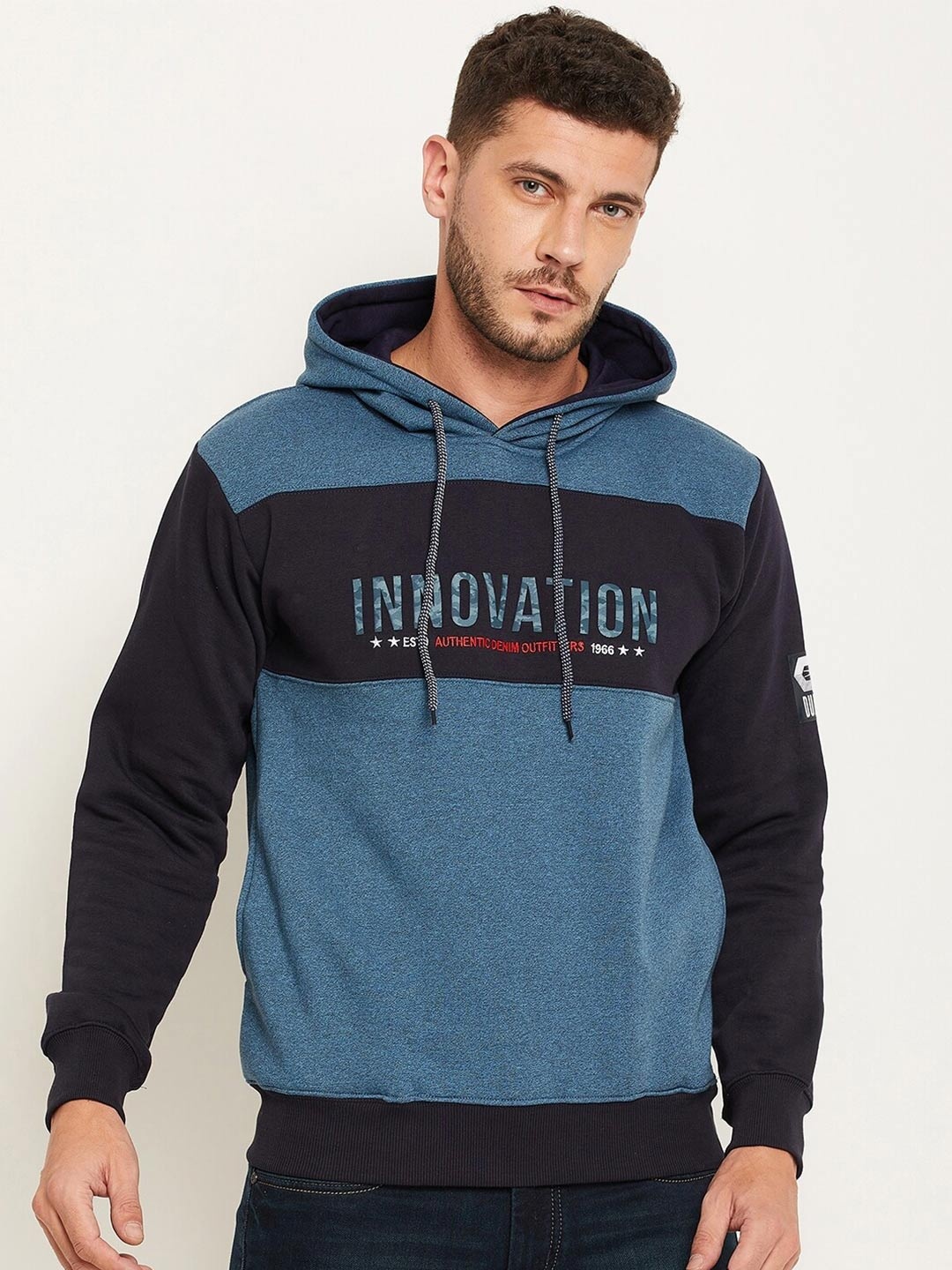 

Duke Men Blue Colourblocked Sweatshirt