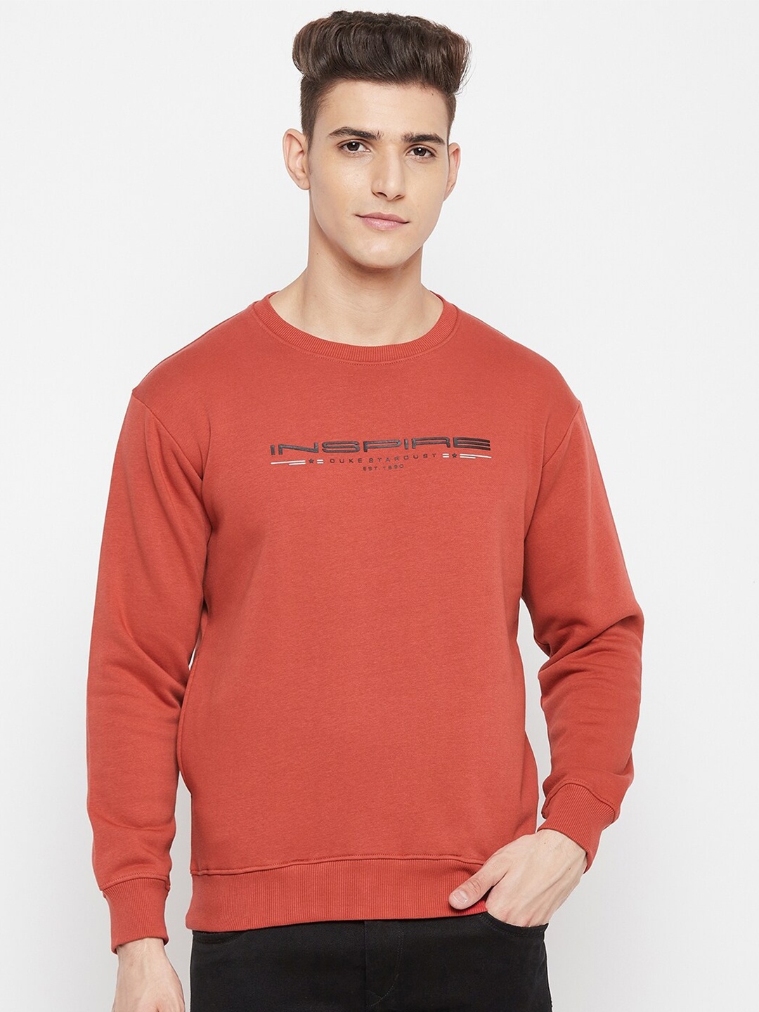 

Duke Men Red Printed Sweatshirt