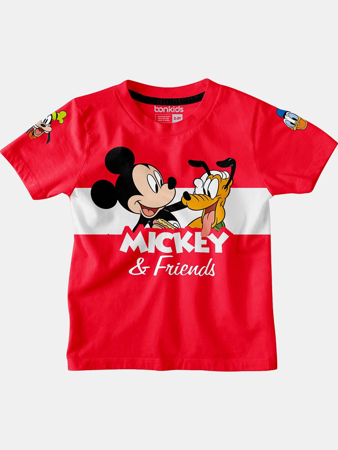 

BONKIDS Boys Red Mickey Mouse Printed T-shirt