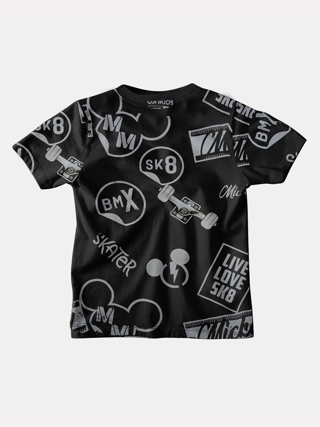 

BONKIDS Boys Black Typography Printed T-shirt