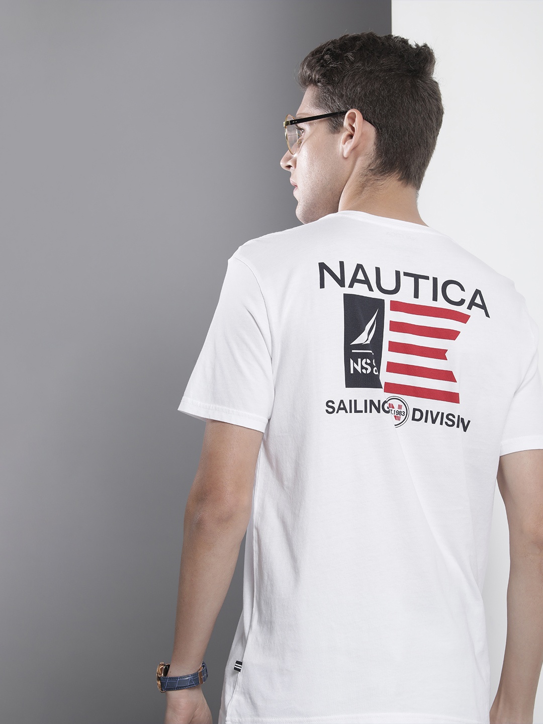 

Nautica Men White Pure Cotton Brand Logo Printed T-shirt
