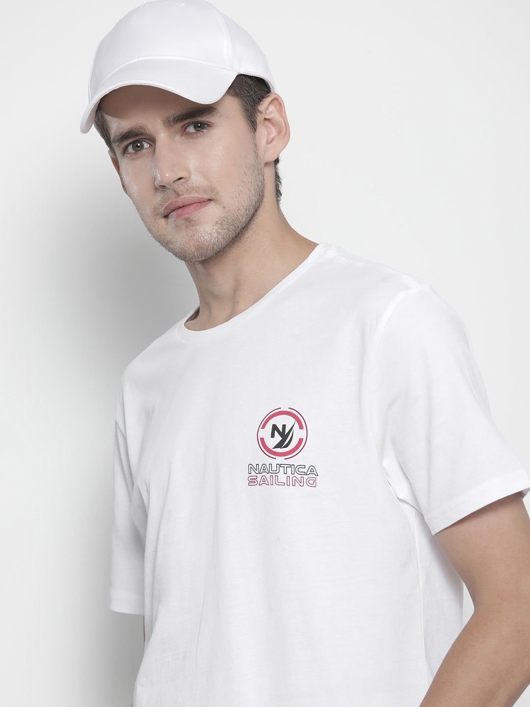 

Nautica Men White Pure Cotton T-shirt