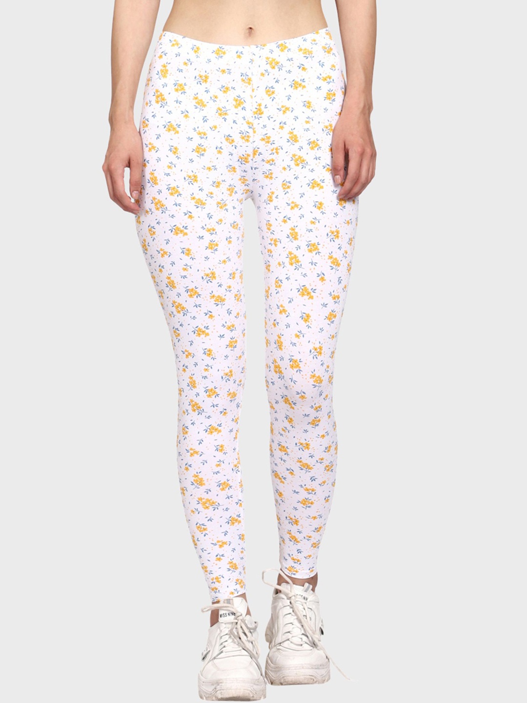 

Outflits Women White Printed Skinny-Fit Ankle-Length Leggings