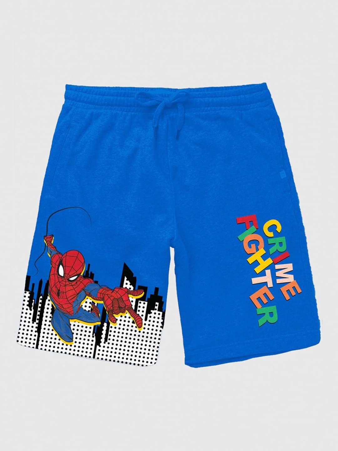 

BONKIDS Boys Blue Spider-Man Printed Cotton Shorts