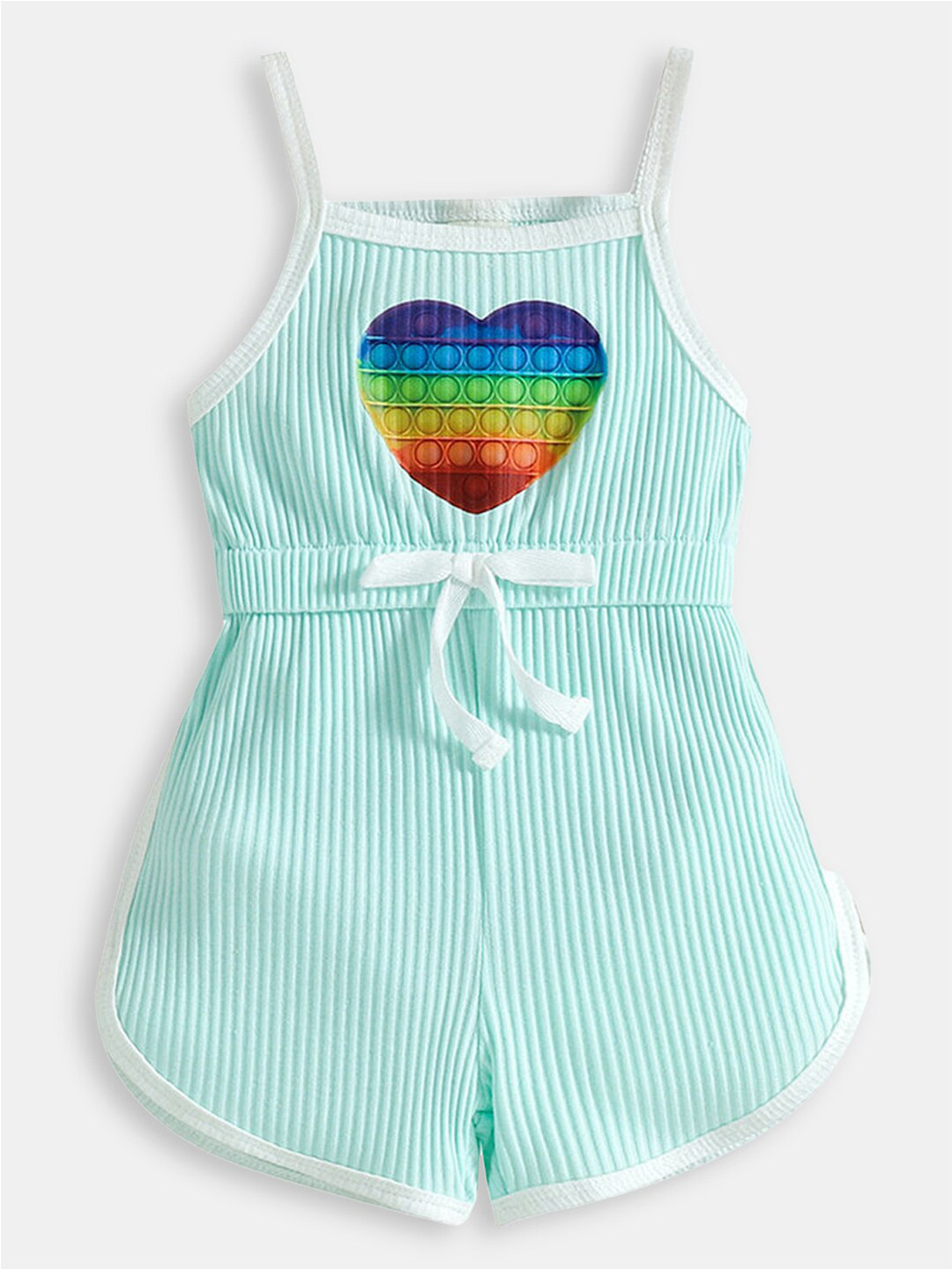 

Hopscotch Girls Blue & Green Printed Jumpsuit