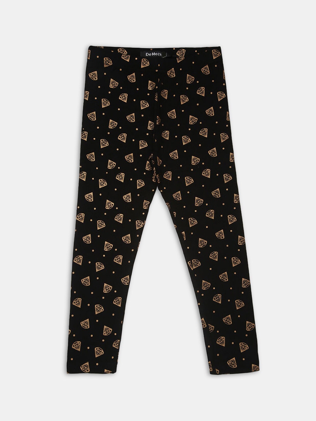 

Hopscotch Girls Black & Gold Printed Ankle Length Leggings