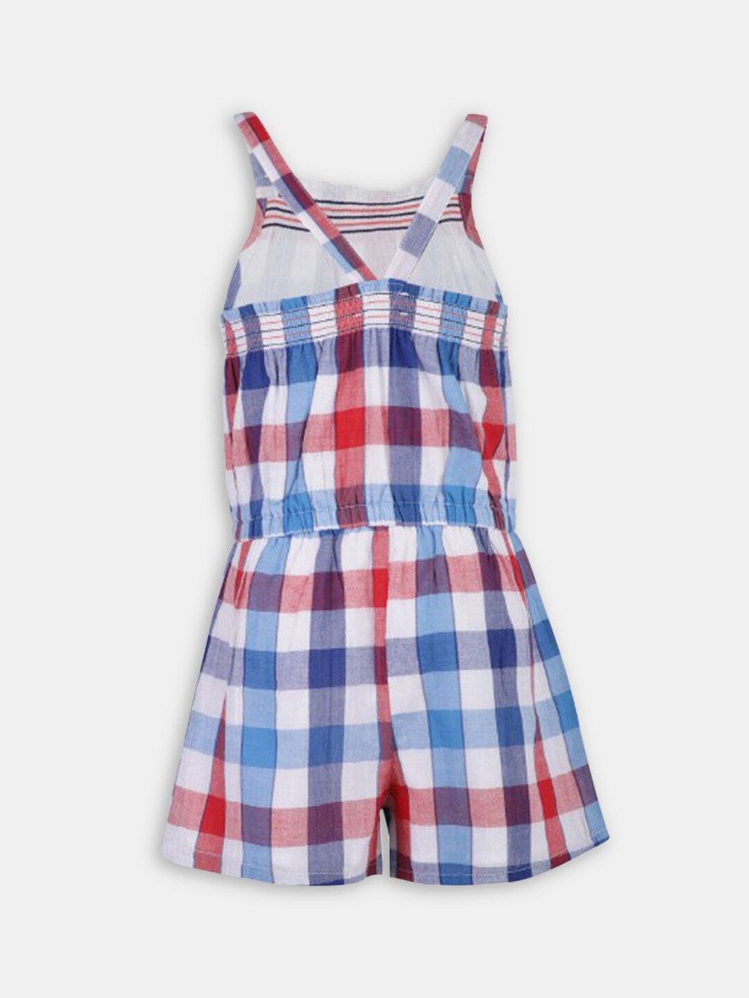 

Hopscotch Girls White & Blue Checked Playsuit