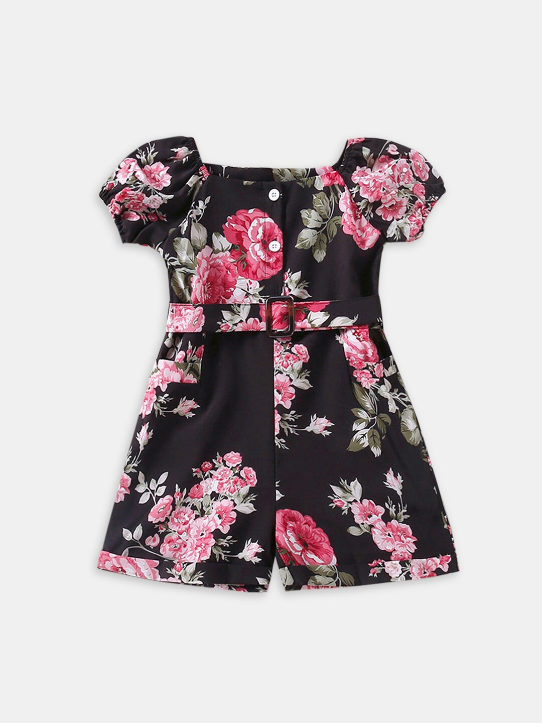 

Hopscotch Girls Black & Pink Printed Playsuit