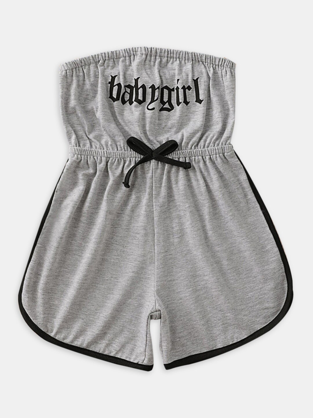 

Hopscotch Girls Grey & Black Strapless Printed Jumpsuit