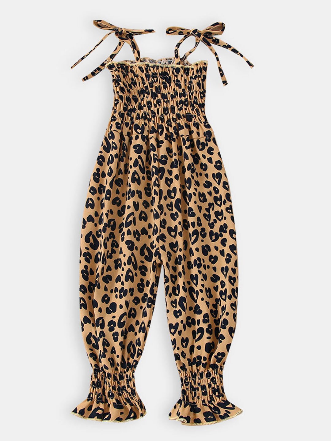 

Hopscotch Girls Yellow & Black Printed Basic Jumpsuit