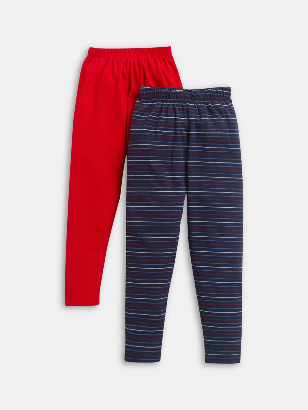 

Hopscotch Girls Pack Of 2 Striped Ankle-Length Cotton Leggings, Red