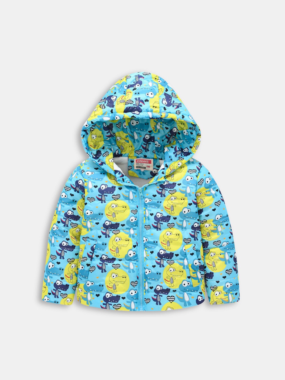 

Hopscotch Boys Blue & Yellow Graphic Printed Puffer Jacket