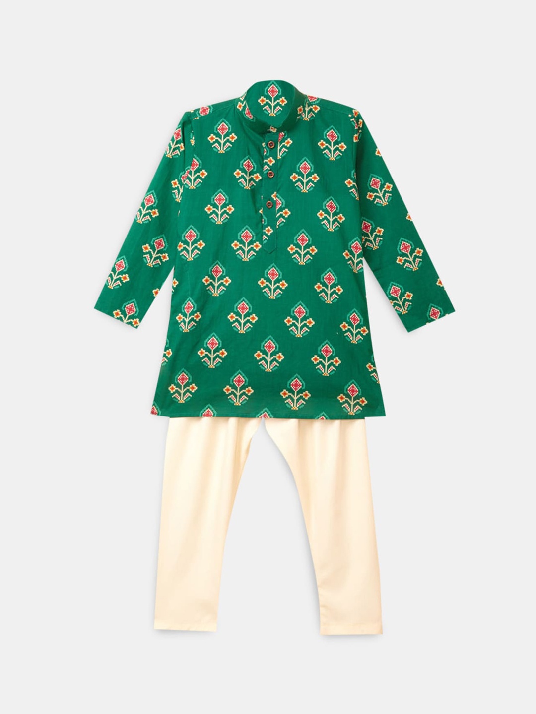 

Hopscotch Boys Green Ethnic Motifs Printed Kurta Set