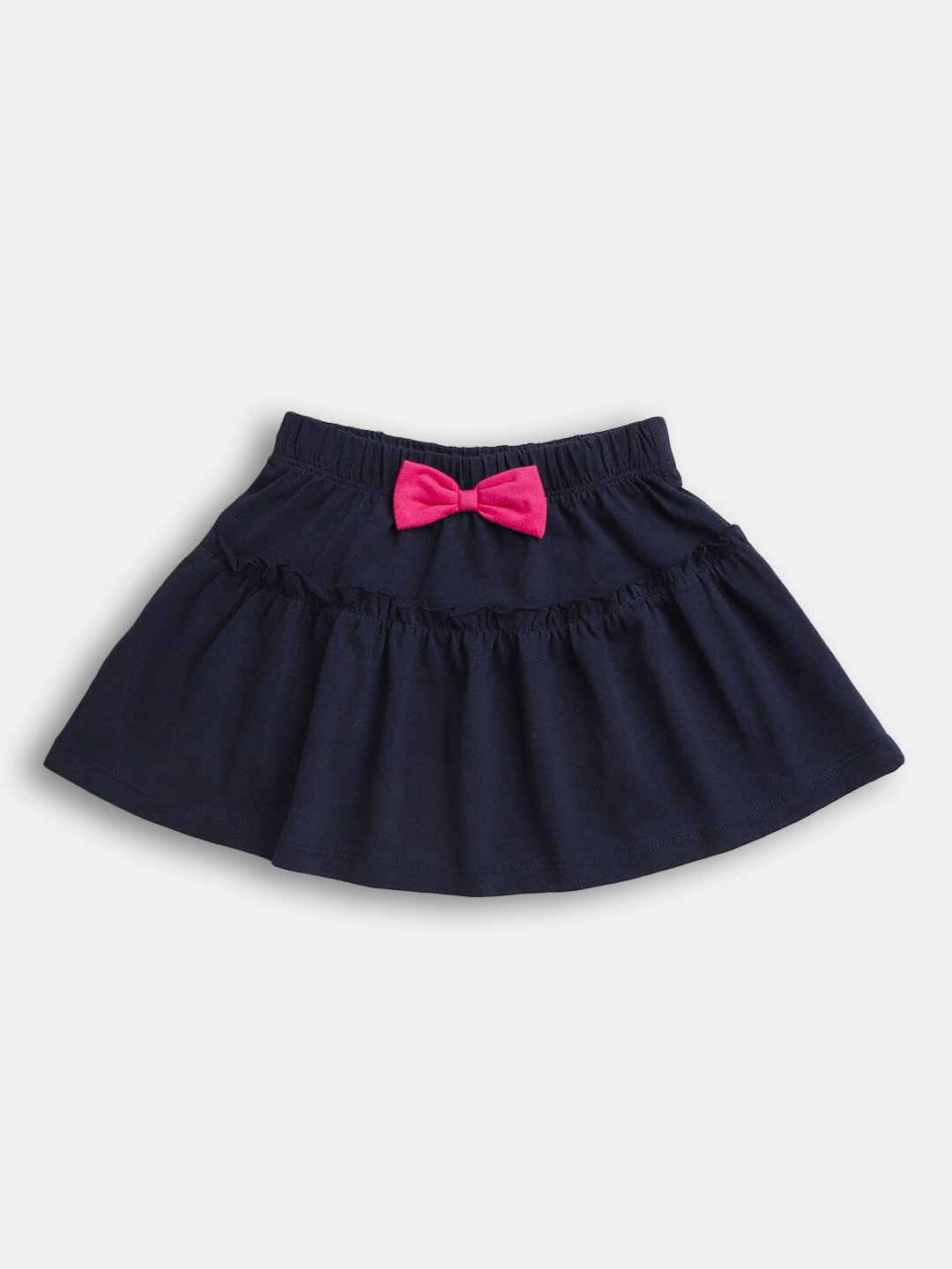 

Hopscotch Navy Blue Solid Flared Skirt