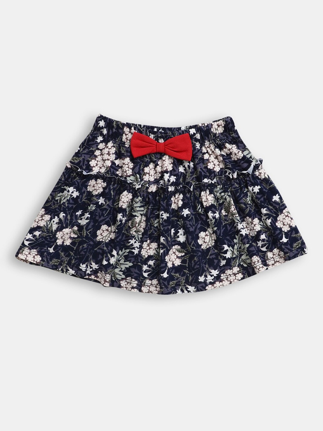 

Hopscotch Girls Navy Blue Floral Printed A-Line Skirts