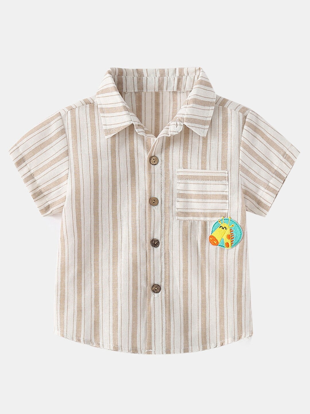 

Hopscotch Boys Brown Multi Stripes Striped Casual Shirt