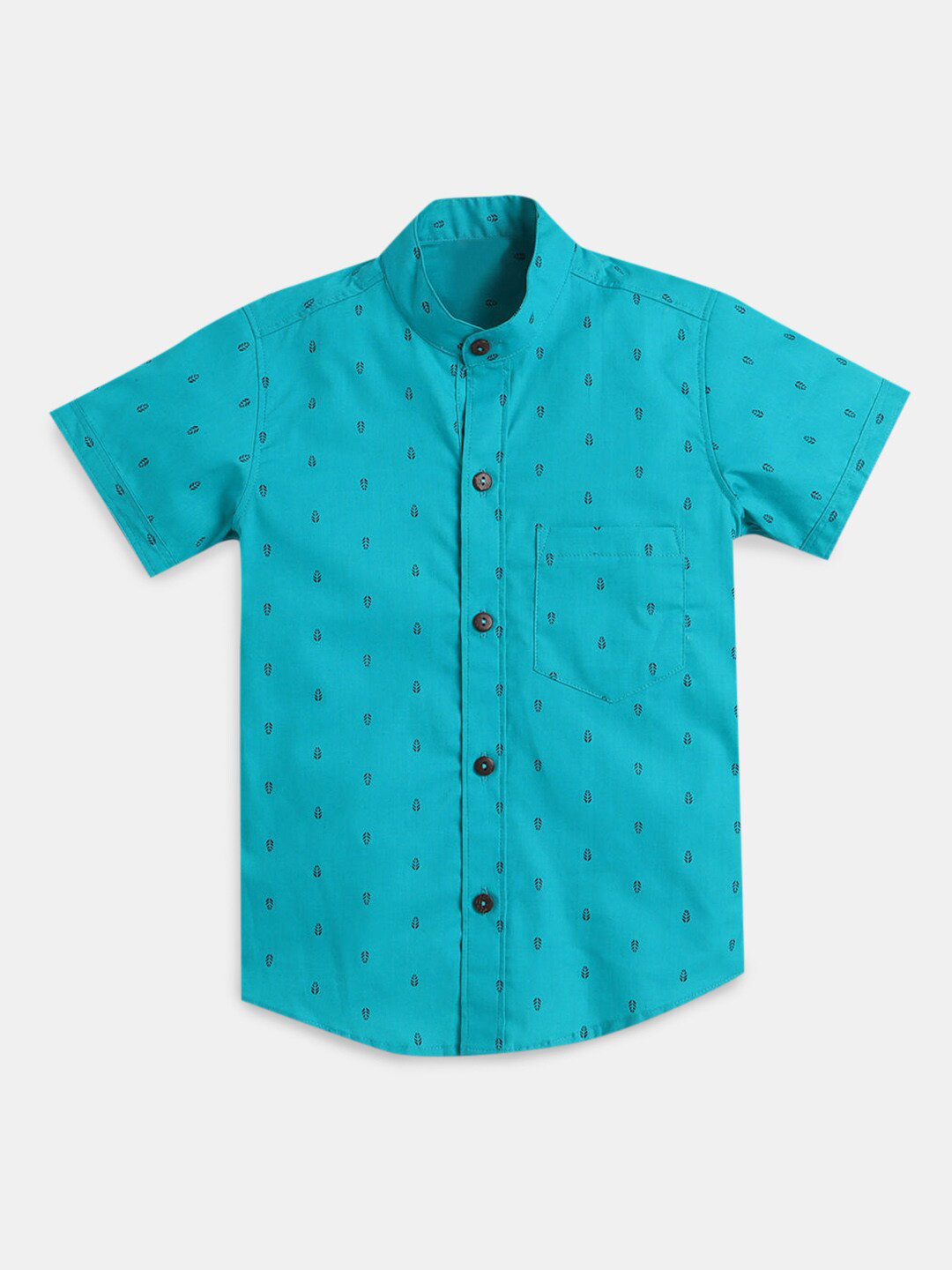 

Hopscotch Boys Blue Printed Cotton Casual Shirt
