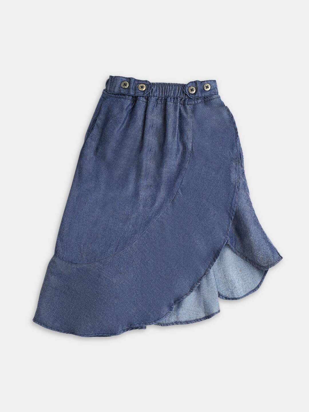 

Hopscotch Girls Blue Solid Ruffle Cotton Skirt
