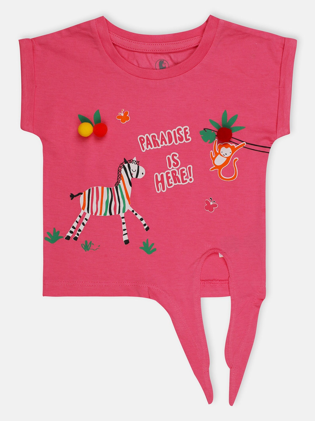 

Babysafe Girls Pink Print Pure Cotton Round Neck Top