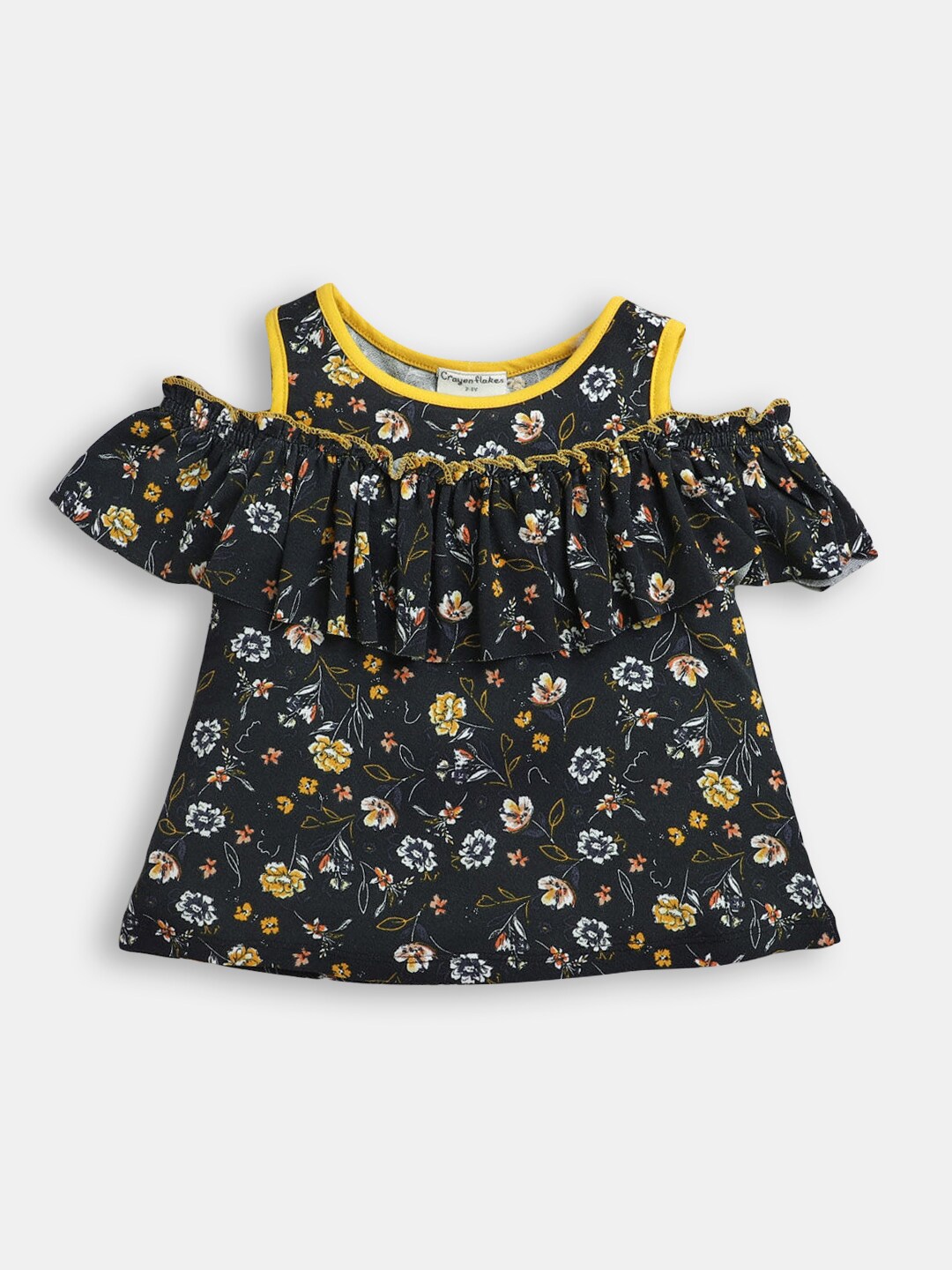 

Hopscotch Girls Black Floral Print Top