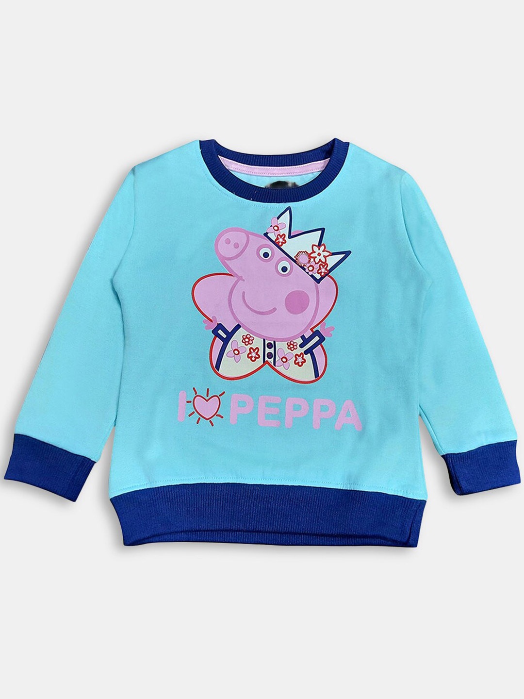 

Hopscotch Girls Blue Printed Wool Sweatshirt