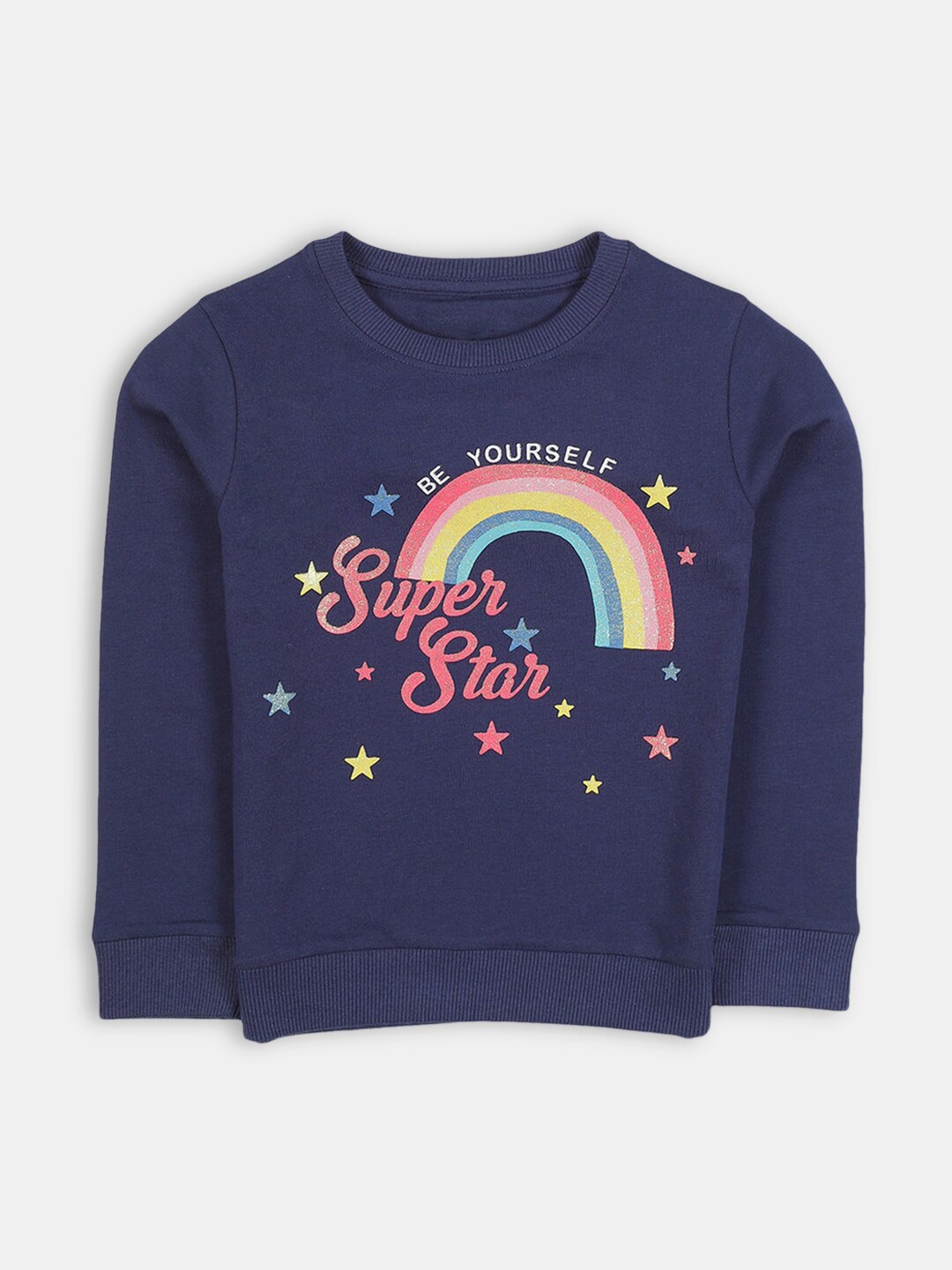 

Hopscotch Girls Navy Blue Printed Sweatshirt