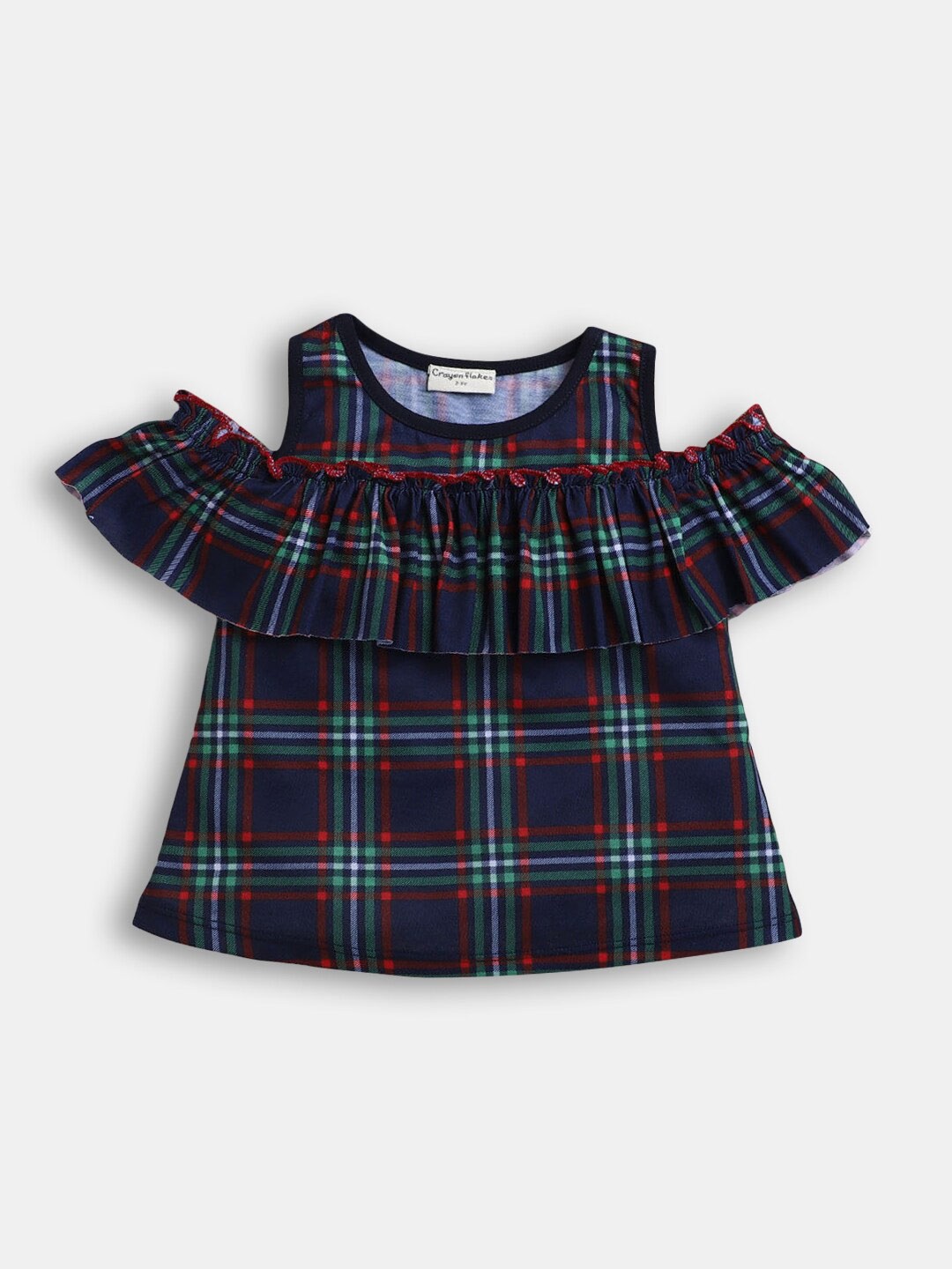

Hopscotch Navy Blue Checked Top