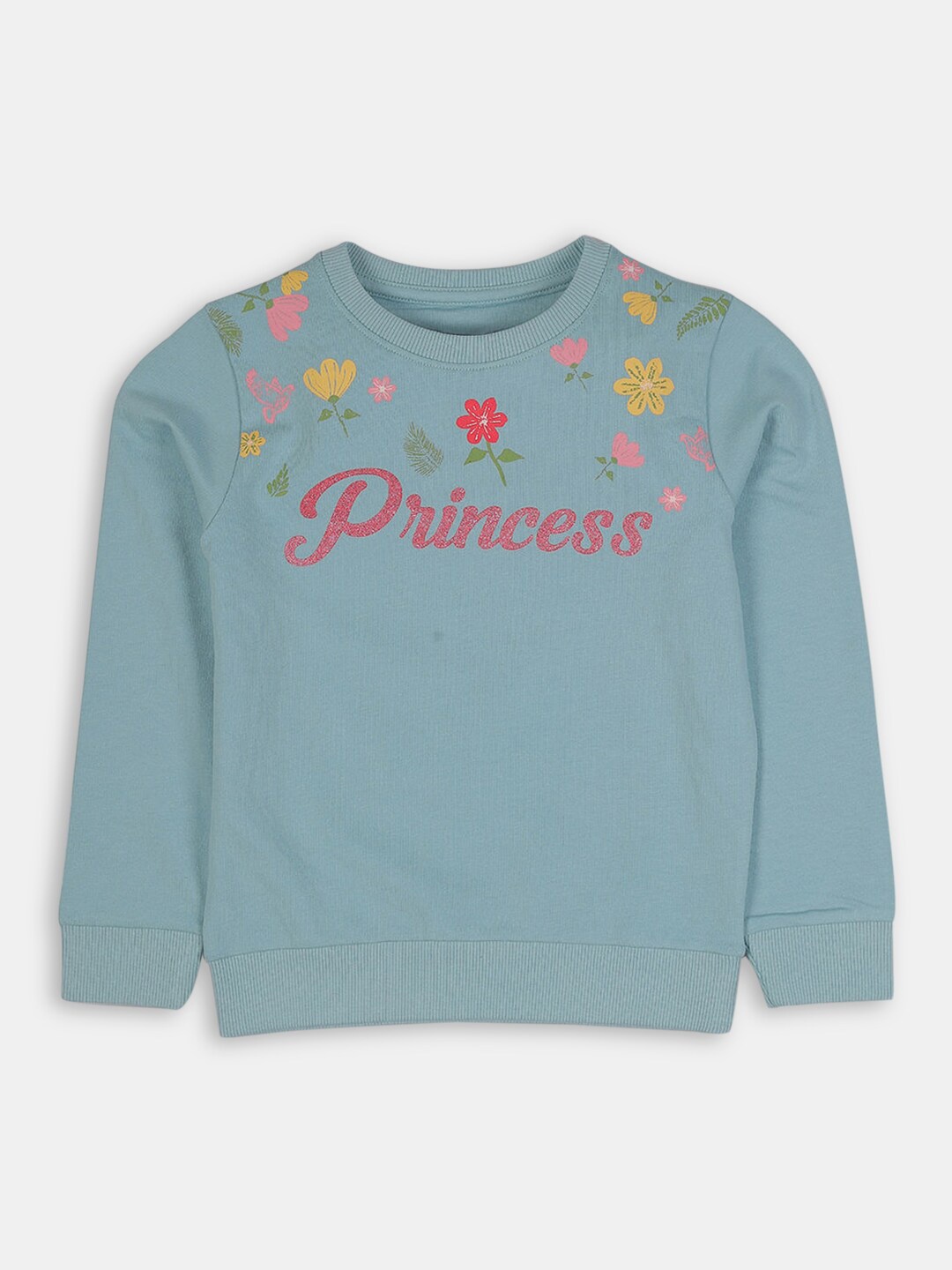 

Hopscotch Girls Blue Printed Sweatshirt