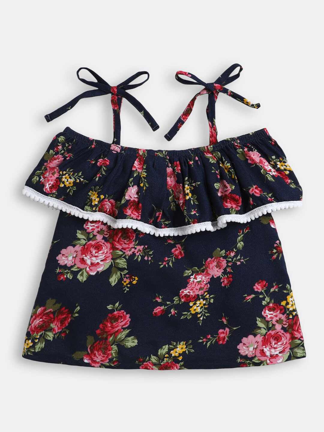 

Hopscotch Navy Blue Floral Printed Top